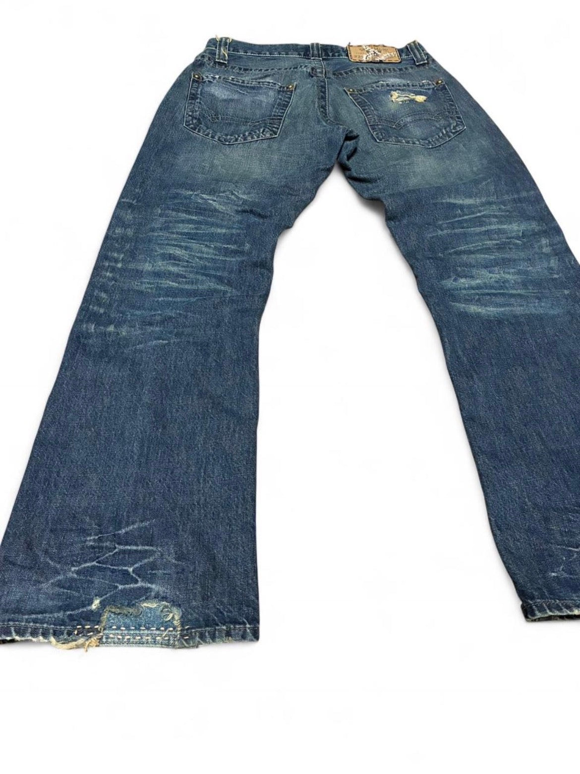 Sashiko repaired Jeans with Studs