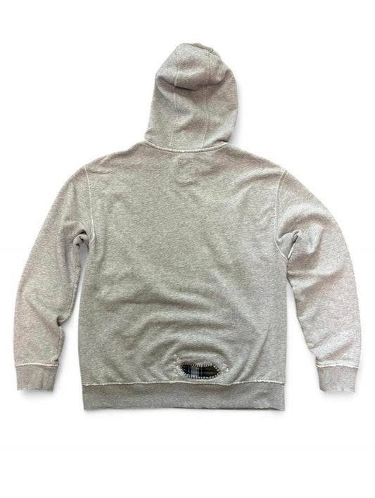 Sashiko Repaired Hoodie with Flannel Patches