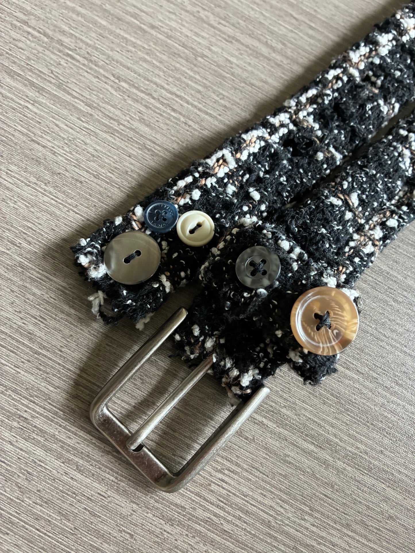 Tweed button belt