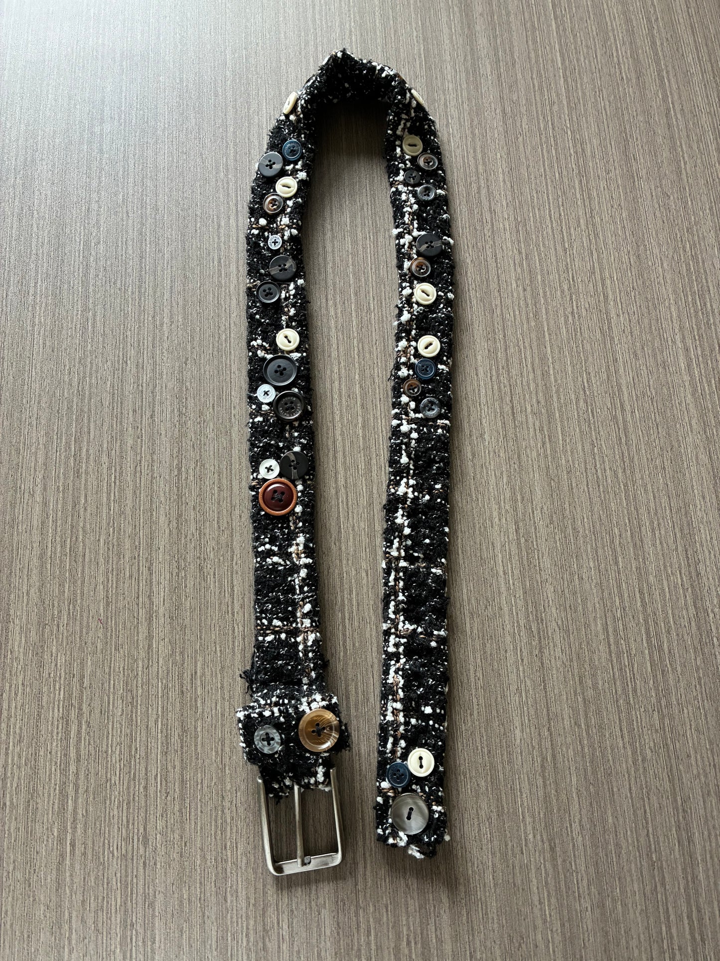 Tweed button belt