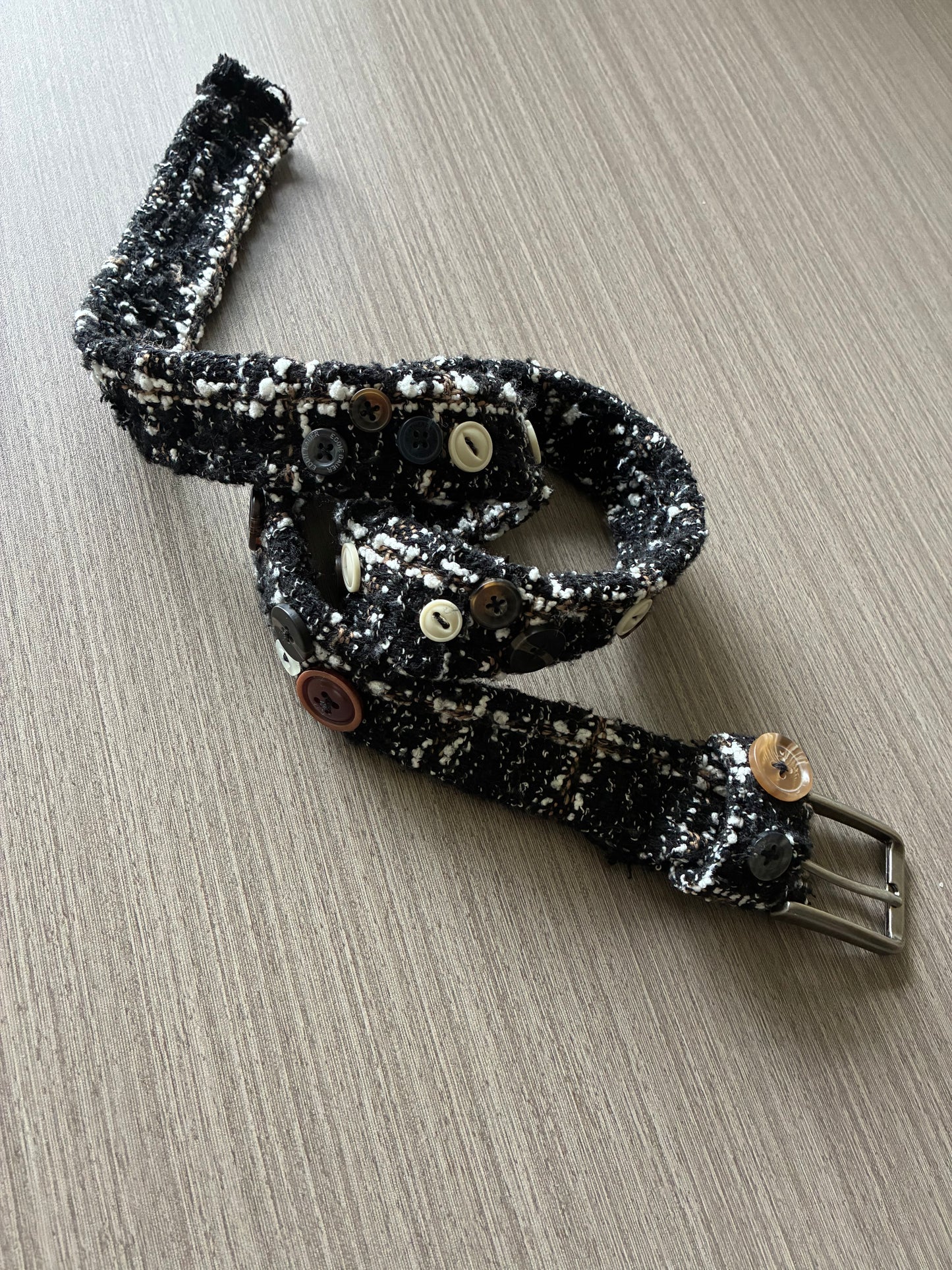 Tweed button belt