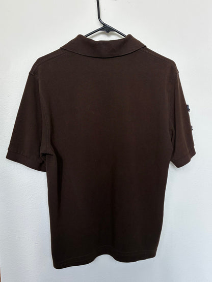 Brown Polo W/ Flower Embroidery and Repairs