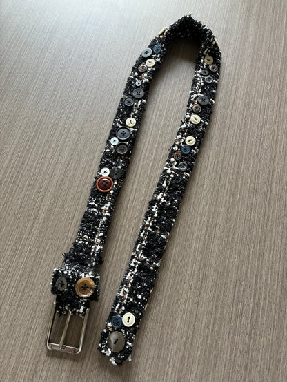 Tweed button belt