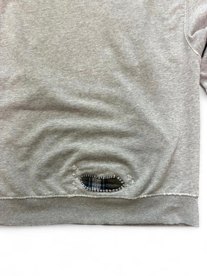 Sashiko Repaired Hoodie with Flannel Patches